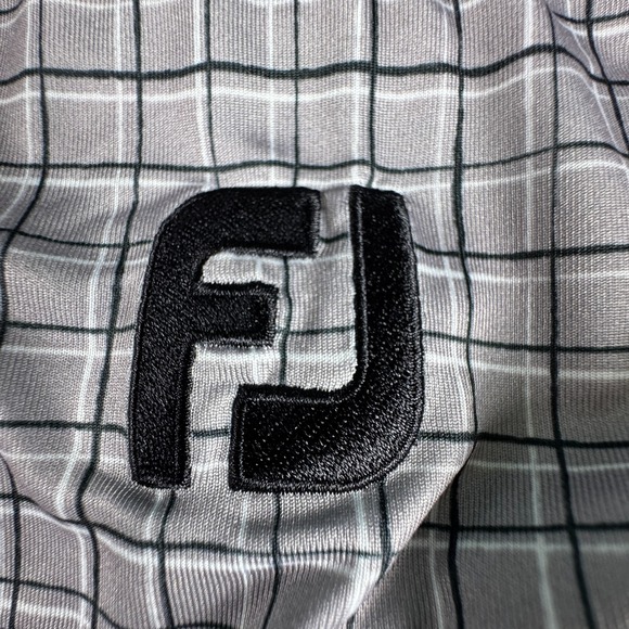 FootJoy Men's Large Gray Plaid Polo Shirt Sunnyside Country Club Sleeve Logo - Picture 12 of 13